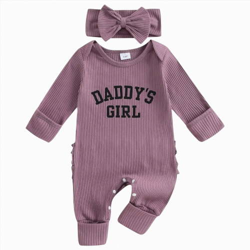 WUANDIXFA Baby Girl Winter Clothes 0 3 6 Months Newborn Preemie Going Coming Home Outfit Ruffle Romper Cute Knit Jumpsuit,Purple,Newborn