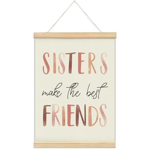 foedor Preppy Pink Poster Frames for Kids Girl Room,Sisters Make The Best Friends Wall Art,Gift for Nursery Baby Kids Girl Boy Teen Bedroom Playroom