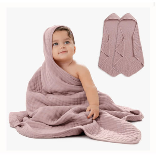 Baby Hooded Towels in Mauve