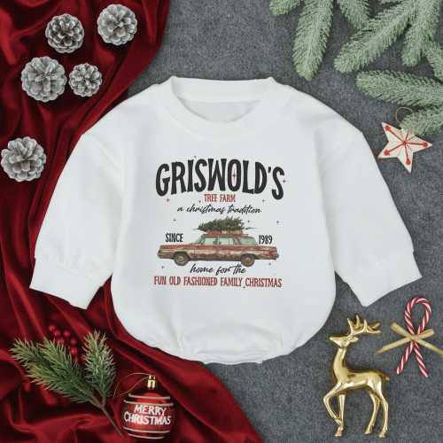 Griswold's Tree Farm Baby Clothes, Funny Christmas Baby Bodysuit, Cute Christmas Bubble Romper, Holiday Baby Outfit, Newborn Gift Keepsake