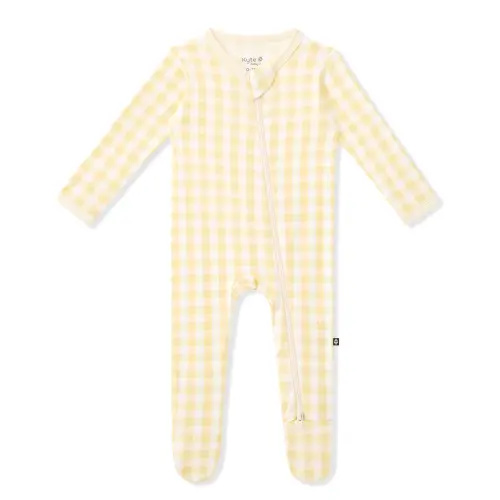 Zippered Footie in Gingham Chamomile