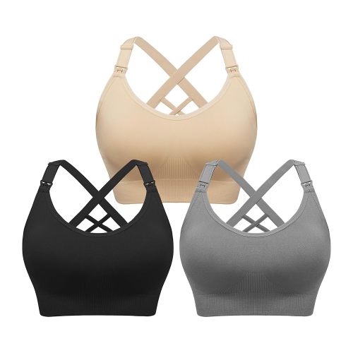 Angelhood Nursing Bras for Breastfeeding, Seamless Nursing Sports Bra Support Yoga Maternity Bras Pregnancy Sleep Bralette