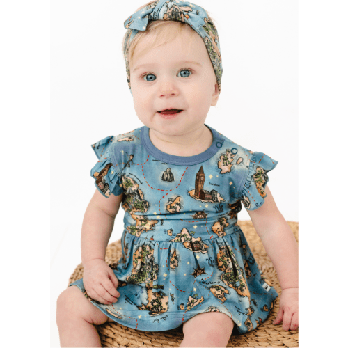 Neverland Map Baby Flutter Dress – Little Crowns & Capes