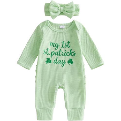 Adobabirl Baby Girl Clothes Newborn Onesie Ribbed Ruffle Romper Long Sleeve Jumpsuit Infant Cute Outfit with Headband