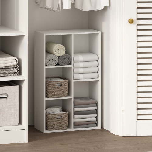 Furinno Reed 5-Cube Reversible Open Shelf Multipurpose Bookcase, Storage Organizer, White