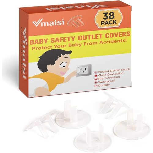 Vmaisi 38 Pieces Clear Outlet Covers Baby Proofing Plug Protector