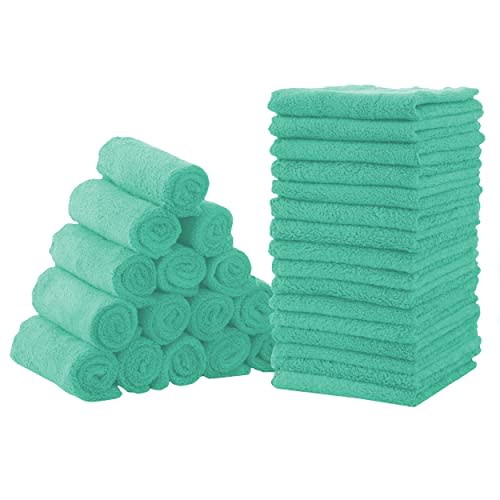 CORAL DOCK Baby Washcloths, Newborn Essentials Super Absorbent Baby Wipes, Gentle on Sensitive Skin for New Born Face, Baby Registry as Shower for Girls and Boys, Aqua Green, 9x9 Inch (Pack of 32)
