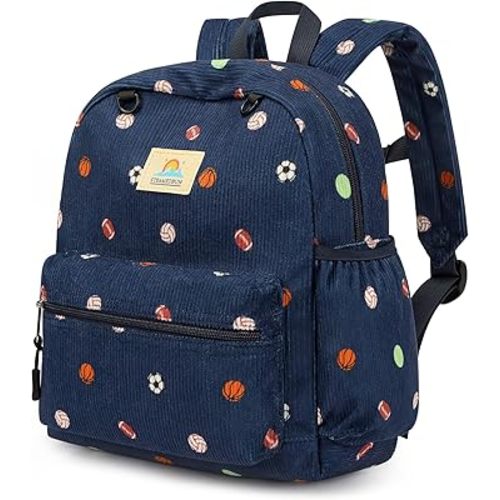 STEAMEDBUN Corduroy Toddler Backpack for Boys 2-4: Kids backpack for Boys Girls - 12 inch Preschool Kindergarten Backpacks