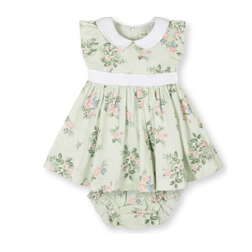 Organic Flutter Sleeve Sateen Dress with Peter Pan Collar, Chateau Floral - Hope & Henry Dresses | Maisonette