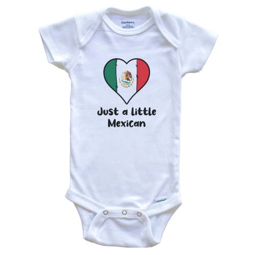 Luvly Just A Little Mexican Mexico Flag Heart One Piece Baby Bodysuit, New Born, Baby Shower Gift, New Parents Gift