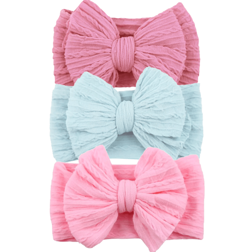3-Pack Cable Bows, Pinky Pink/Skylight/Rosebloom