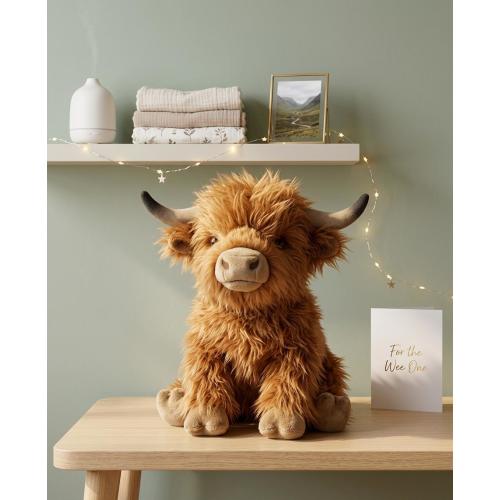 Fluffy Highland Cow Plush | Soft Scottish Farm Animal Toy, Nursery Decor