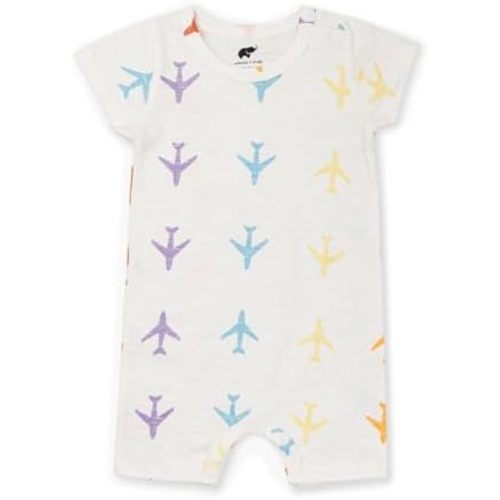 monica + andy Slub Shorty Romper, 100% Organic Baby Clothes for Boys, Sizes For Preemie, Newborn & Infant