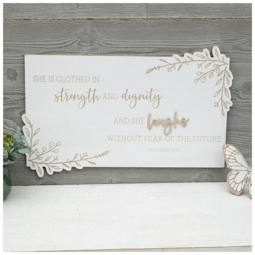 Proverbs 31:25 Wood Wall Decor