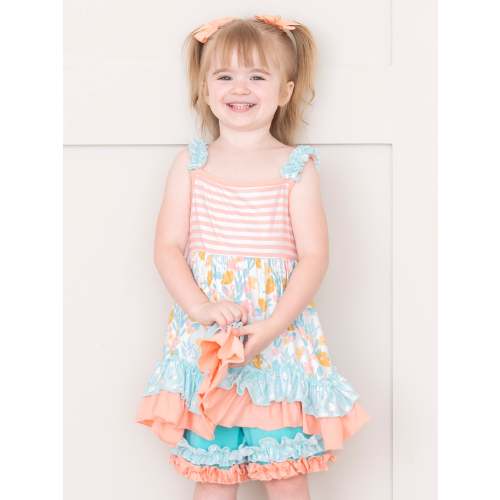 Striped Peony Garden Ruffle Outfit