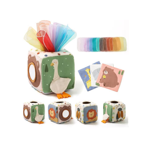 Youuys Baby Tissue Box Toy for Babies 6-12 Months, Montessori Sensory Toys for 1 Year Old Boy, Infant Toy with Crinkle Tissues & Fine Motor, for 6 9 12 18 Months Old Kids 1st Birthday