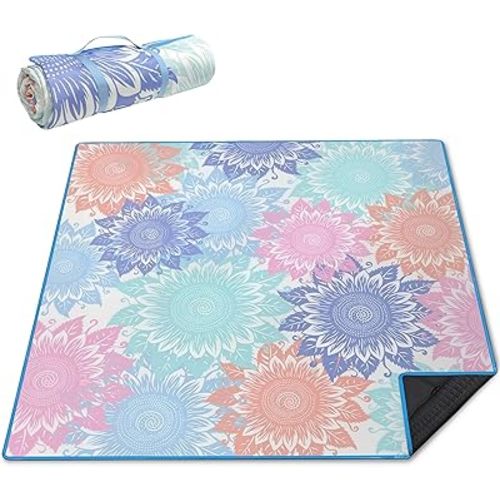 Extra Large Picnic Blankets Waterproof Foldable (80 "x 80") Beach Blanket Waterproof Sandproof,3-Layer Thicking Mat Outdoor Packable Camping Blanket(Bohemian)