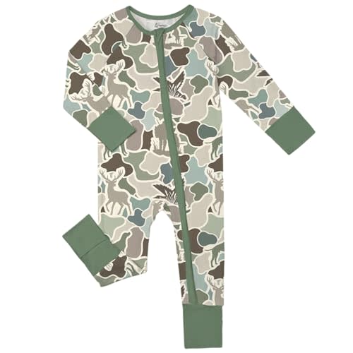 Weiwei Bamboo Viscose Baby Pajamas Convertible Footie Newborn Sleeper for Baby Girl Zipper Onesie 0-24M, 2-Way Zipper, YKK