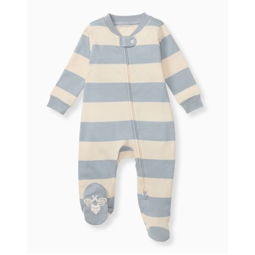 Burts Bees Rugby Stripe Organic Cotton Sleep & Play - Quarry