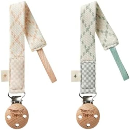 Tommee Tippee Pacifier Clip, Organic Cotton, 0m+, Pack of 2