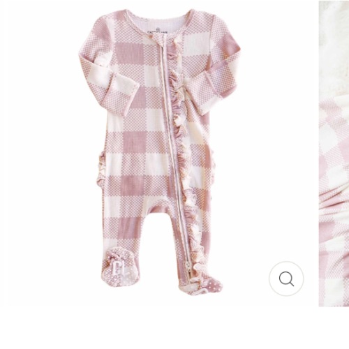 All Bamboo Waffle Zipper Footies. Rosy Big Cheeks color. 0-3 months