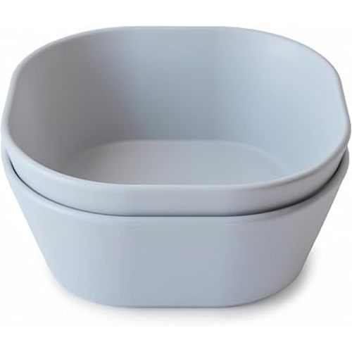 mushie Square Dinnerware Bowls for Kids | Made in Denmark, Set of 2 (Cloud)