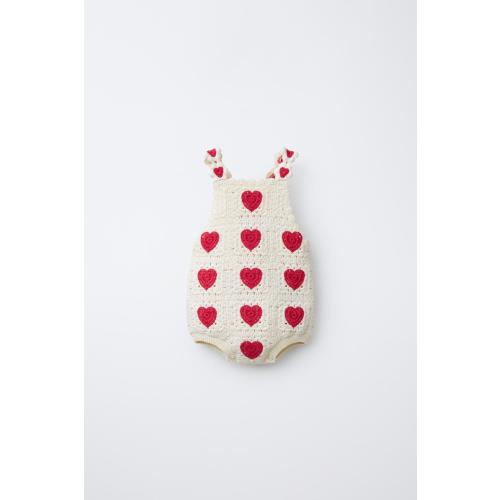 HEARTS CROCHET KNIT ROMPER - Ecru | ZARA United States