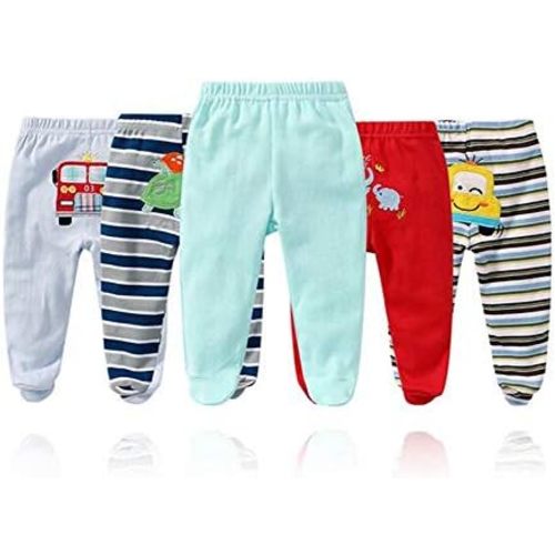 Alsmiley Unisex Baby 5-Pack Long Pants Newborn to Toddler Cotton Shorts Gift Set