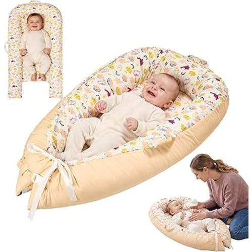 Baby Lounger - Newborn Lounger Cover Months 0-12 Months, Baby Lounger Cover Breathable & Soft Baby Nest Cover Co Sleeping Babies Essentials Gifts, Portable Infant Lounger Baby Floor Seat Rainbow