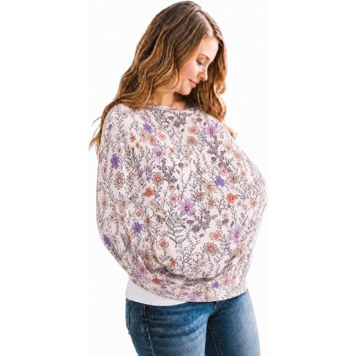 Copper Pearl Nursing Cover for Breastfeeding – Multi-Use Baby Car Seat Cover, Stroller Cover & Breast Feeding Cover Up for Women, Stretchy Breathable High Quality Cover for Boy or Girl, Flora