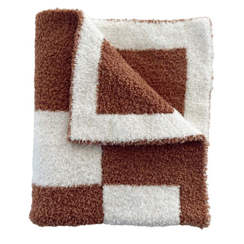 Phufy™ Bliss Checker Mini Blanket, Nutmeg