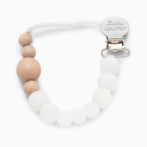 Colorblock Wood & Silicone Pacifier Clip - White
