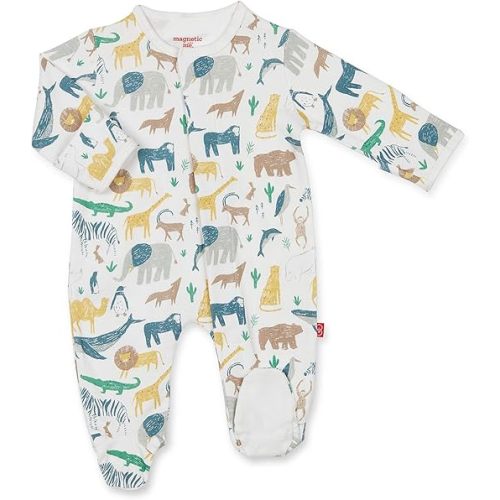 Magnetic Me 100% Organic Cotton Magnetic Baby Footie Pajamas | Super Soft Cotton Fabric | Available in PRE - 24M