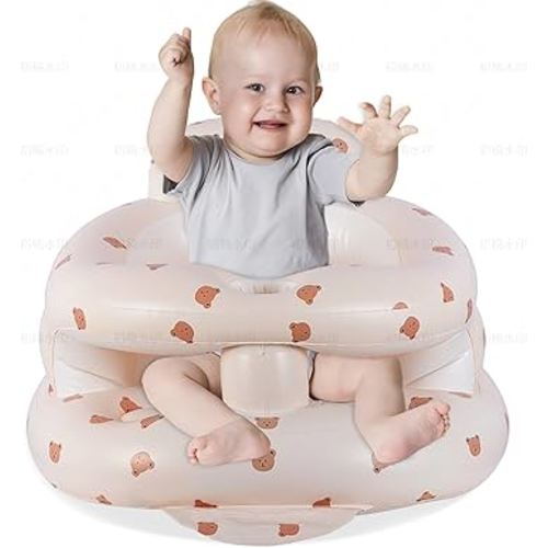 Baby Inflatable Seat with Guardrails for 3-36 Months, Built-in Air Pump, Summer Toddler Chair for Sitting Up, Floor Seater with Back Support