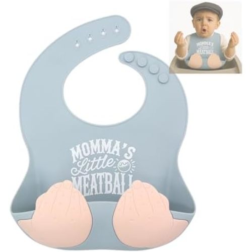 Teasin' Teethers Funny Italian Silicone Baby Bib with Pocket Food Catcher for Toddlers and Infants Funny Baby Bib Gift