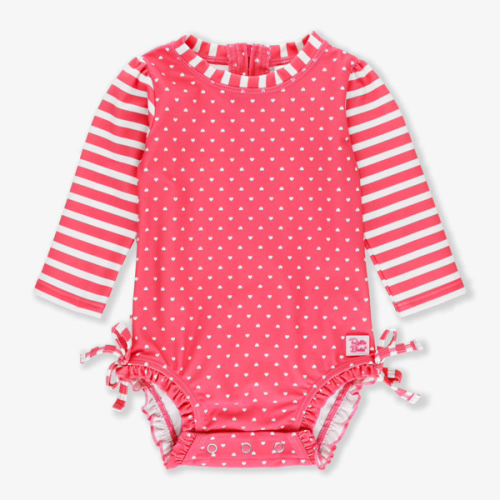 Polka Dot Long Sleeve One Piece Rash Guard