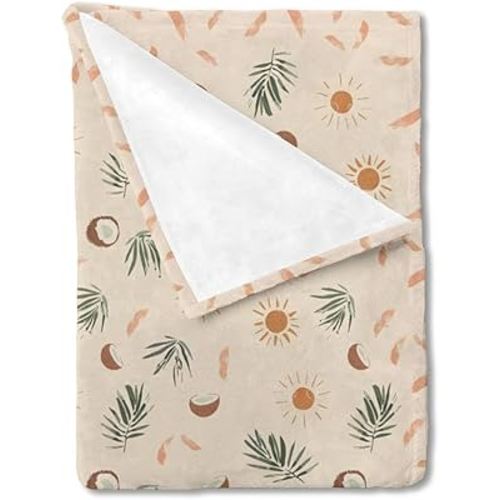 Unisex Summer Theme Baby Nursery Throw Gift Blanket for Boys Girls, Palm Tree Coconut Sun Pattern Swaddle Receiving Bed Blanket for Newborn Toddlers Kids-30x40