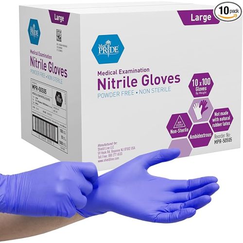 MedPride Powder-Free Nitrile Exam Gloves, Large, Case/1000 (10 Boxes of 100)