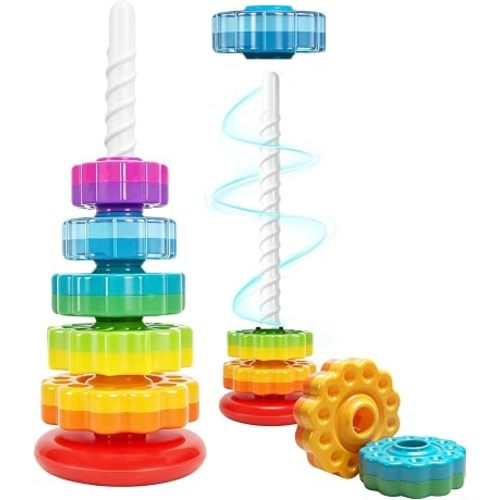 Montessori Toys for 1 Year Old, Spinning Stacker