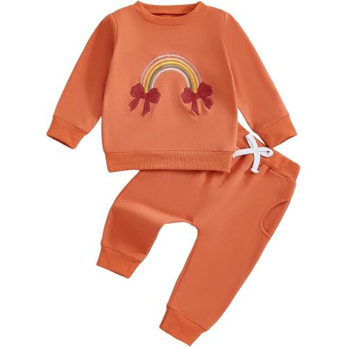 Infant Baby Girls Clothes Toddler Long Sleeve Crewneck Bowknot Sweatshirts Jogger Pants 2Pcs Fall Winter Outfits