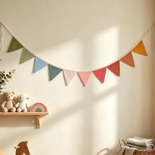 Fabric Triangle Banner Pennant Flags Palyroom Bunting Classroom Decor