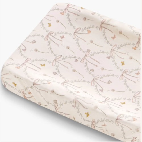 Bows & Butterfly Kisses Changing Pad Cover - Pink