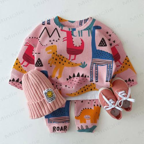 Baby Dinosaur Pink Waffle 2-piece Set