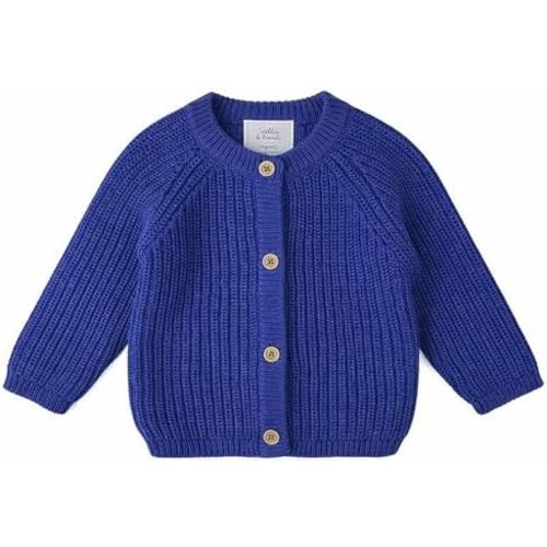 Stellou & friends 100% Cotton Chunky Ribbed Knitted Cardigan for Boys & Girls Ages 0-6 Years