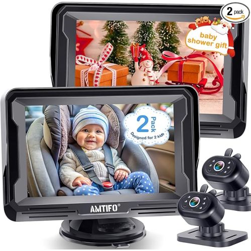 2-Pack Baby Camera for Twins - Dual Rear-Facing Baby Monitor with Night Vision, Easy Plug & Play for Multiple Vehicles, Infant Car Seat Safety Camera System with Anti-Glare 4.3" Display