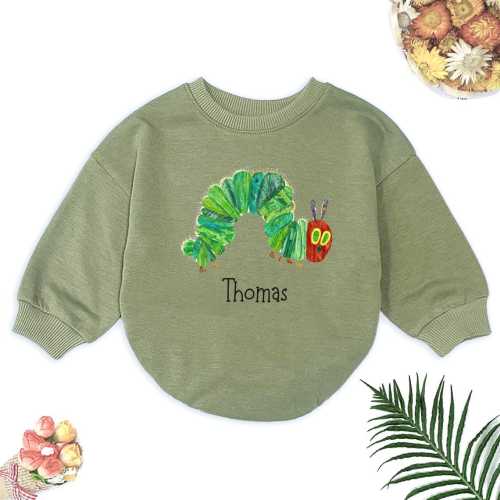 Personalized Caterpillar Baby Romper, Custom Name Baby Outfit