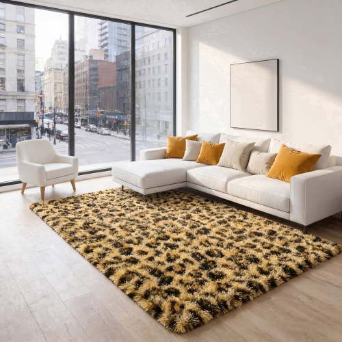 Musicwaker Leopard Print Shag Rug, Soft Indoor Home Decor Carpet , 4x6 ft