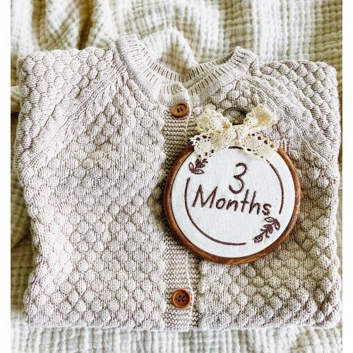 Monthly Milestone Hoops, Heirloom Baby Gift Set, Baby Gift Set, Embroidered Keepsake, Neutral Nursery Décor, Baby's First Year Phot Prop
