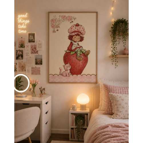 Strawberry Shortcake Character Poster Rolled Posters | Cute Vintage Kids Room Art FREE SHIPPING