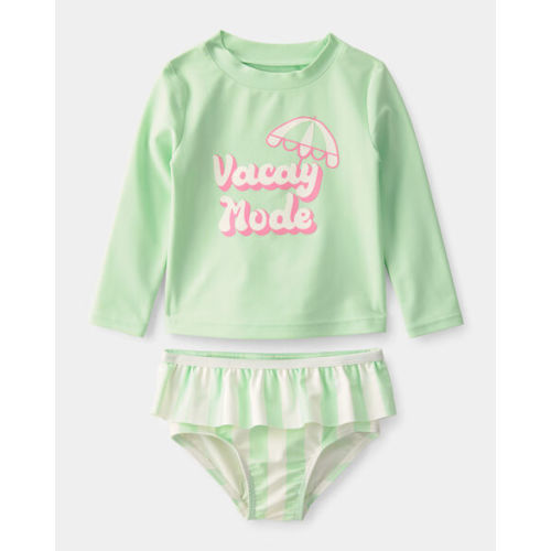 Baby Girl 2-Piece 'Vacay Mode' Rashguard Swimsuit Set - Green | Carter's